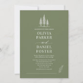 Faire-part de mariage Art Linéaire Vert Olive Forê (Devant)