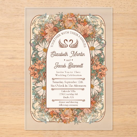 Faire-part de mariage Art nouveau (Recto)