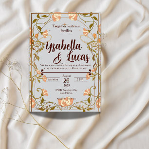 Faire-part de mariage Art nouveau Élégant 5 po x