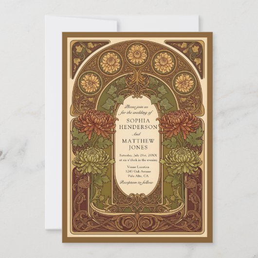 Faire-part de mariage Art nouveau en fleurs automn (Devant)