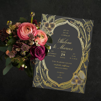 Faire-part de mariage Art Nouveau Floral Antique G