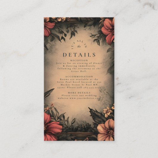 Faire-part de mariage Art nouveau floral foncé (Devant)