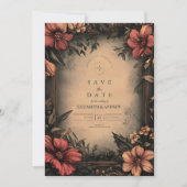 Faire-part de mariage Art nouveau floral foncé (Devant)