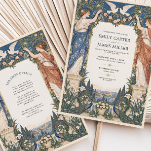 Faire-part de mariage Art Nouveau Jardin au Paon
