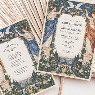 Faire-part de mariage Art Nouveau Jardin au Paon