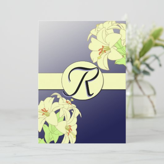 Faire-part de mariage Art nouveau Lillies (Debout devant)