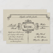 Faire-part de mariage Art Nouveau Posh (Devant / Derrière)