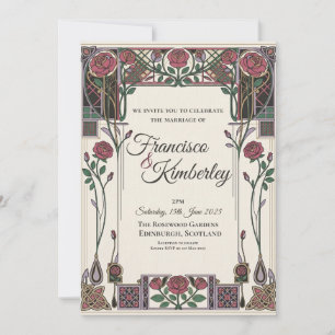 Faire-part de mariage Art Nouveau Scottish Rose