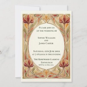 Faire-part de mariage Art nouveau Tulipe rouge