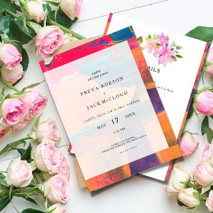 Faire-part de mariage artistique colorée tout en u