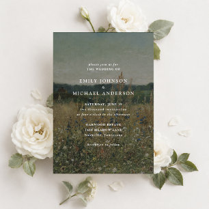 Faire-part de mariage artistique de prairie fleuri