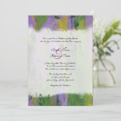 Faire-part de mariage artistique violet vert (Debout devant)