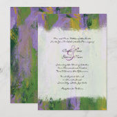 Faire-part de mariage artistique violet vert (Devant / Derrière)