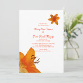 Faire-part de mariage asiatique orange de lis (Debout devant)