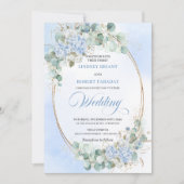 Faire-part de mariage au blé Hydrangea bleu de sty (Devant)