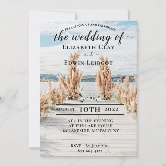 Faire-part de mariage au bord du lac (Devant)