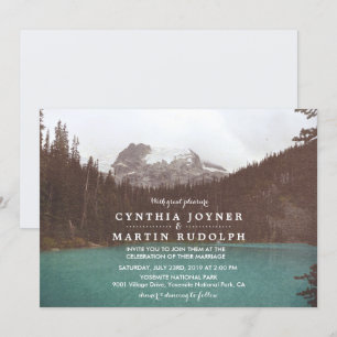 Faire-part de mariage au bord d'un lac de montagne