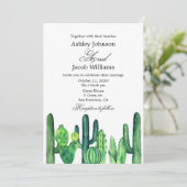 Faire-part de mariage au cactus. Invitation modern (Debout devant)