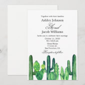 Faire-part de mariage au cactus. Invitation modern (Devant / Derrière)