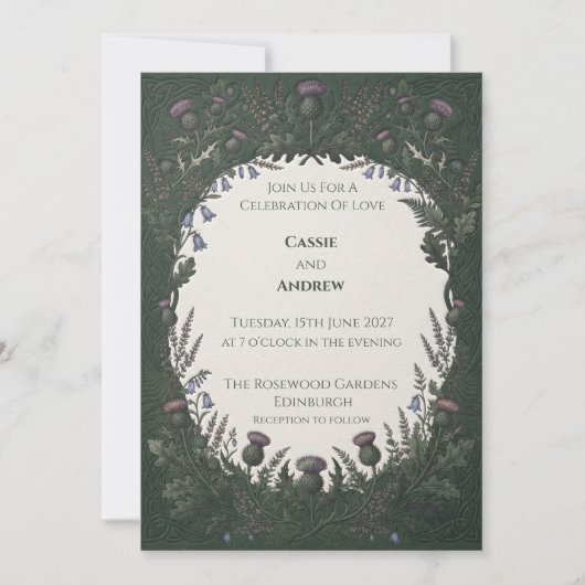Faire-part de mariage au chardon celtique (Devant)