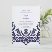 Faire-part de mariage au chardon celtique bleu (Debout devant)