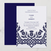 Faire-part de mariage au chardon celtique bleu (Devant / Derrière)