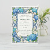 Faire-part de mariage au chardon celtique bleu (Debout devant)
