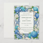 Faire-part de mariage au chardon celtique bleu (Devant / Derrière)