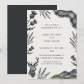 Faire-part de mariage au chardon violet (Devant / Derrière)