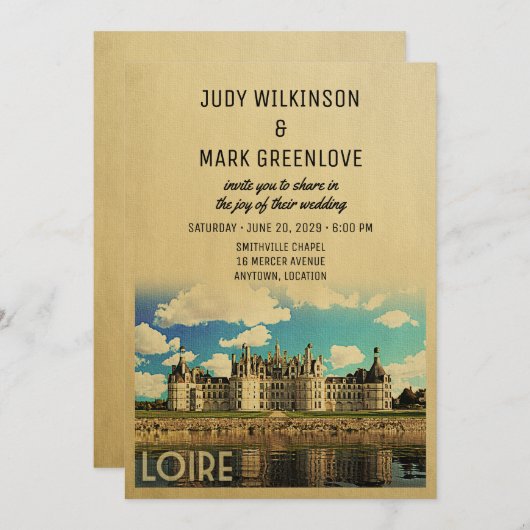 Faire-part de mariage au Château de Chambord en Lo (Devant / Derrière)