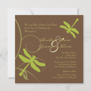 Faire-part de mariage au chocolat et aux libellule