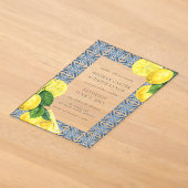 Faire-part de mariage au citron Carreaux bleus méd (Poser)