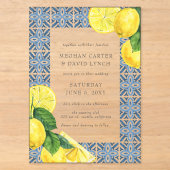 Faire-part de mariage au citron Carreaux bleus méd (Recto)