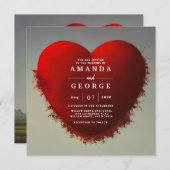 Faire-part de mariage au coeur rouge (Devant / Derrière)