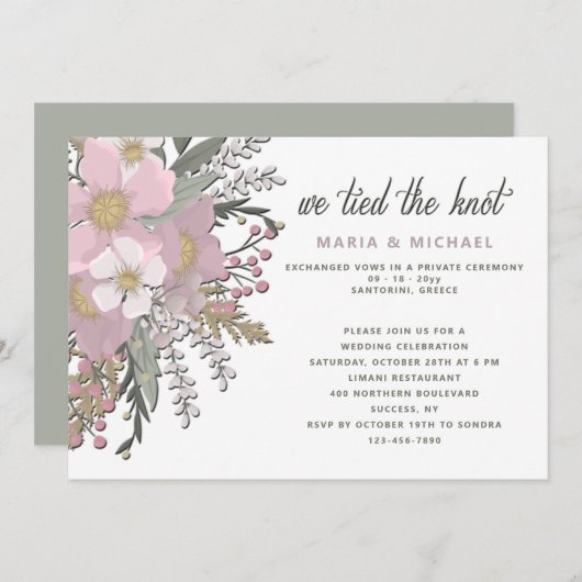 Faire-part de mariage au Cornouiller rose (Devant / Derrière)