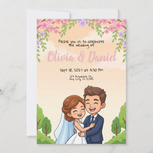 Faire-part de mariage au coucher du soleil pour co