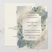 Faire-part de mariage au eucalyptus gris-bleu (Devant / Derrière)