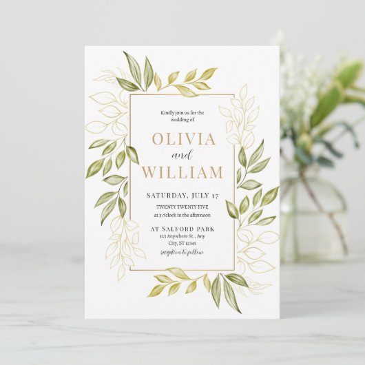 Faire-part de mariage au eucalyptus, imprimable ve (Debout devant)