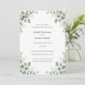 Faire-part de mariage au eucalyptus sauge (Debout devant)