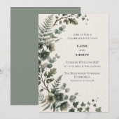 Faire-part de mariage au eucalyptus vert foncé (Devant / Derrière)