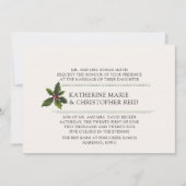 Faire-part de mariage au houx de Noël (Devant)