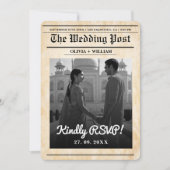 Faire-part de mariage au journal rustique élégant (Devant)