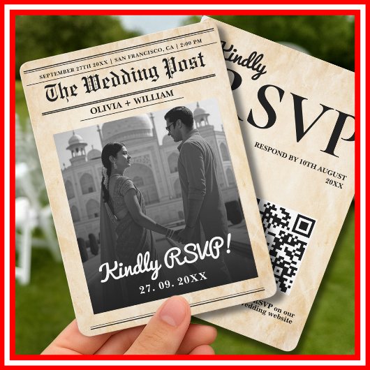 Faire-part de mariage au journal rustique élégant