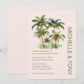 Faire-part de mariage au palmier tropical (Devant / Derrière)