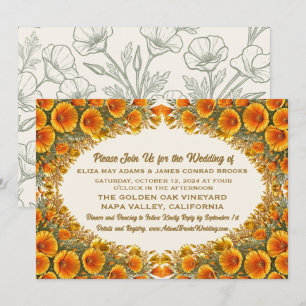 Faire-part de mariage au pavot de Californie