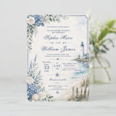 Faire-part de mariage au phare côtier (Debout devant)