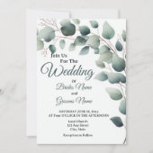 Faire-part de mariage au simple Eucalyptus (Devant)