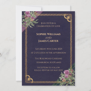 Faire-part de mariage au tartan celtique du chardo