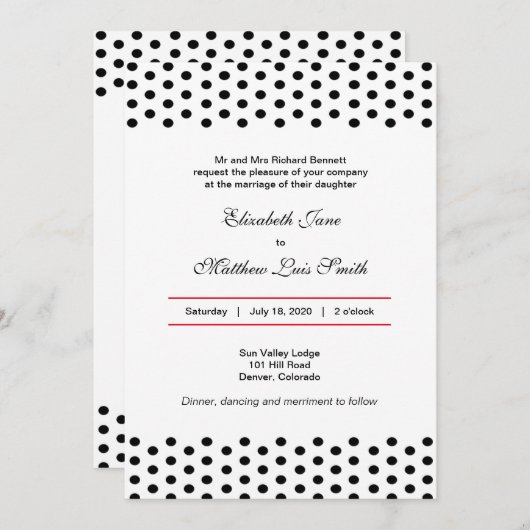 Faire-part de mariage audacieux bilingue de point (Devant / Derrière)