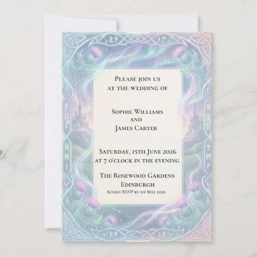 Faire-part de mariage Aurora Celtic Thistle (Devant)